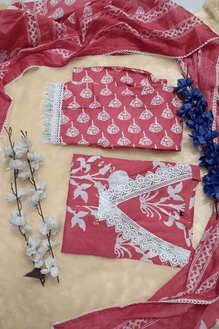 Women Berry Pink Kurta Set with Dupatta