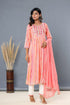 Women'n Light Pink Embroidered Nayra Cut Kurta, Pant With Dupatta