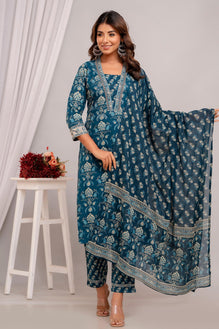 Elegant Teal Kurta Set with Dupatta